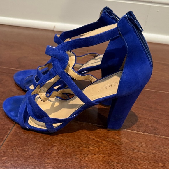 J. Crew Royal electric Blue suede like  Strappy Heels women’s size 9 - Picture 8 of 10